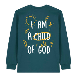 child of God colour Longsleeve BackPrint Detailansicht, Mountain Movers christliche Streetwear
