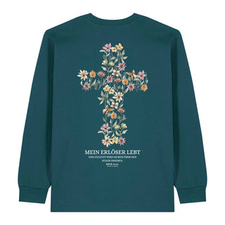 Mein Erlöser lebt Longsleeve BackPrint Detailansicht, Mountain Movers christliche Streetwear