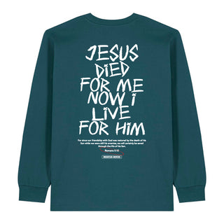 Jesus died for me Longsleeve BackPrint Detailansicht, Mountain Movers christliche Streetwear