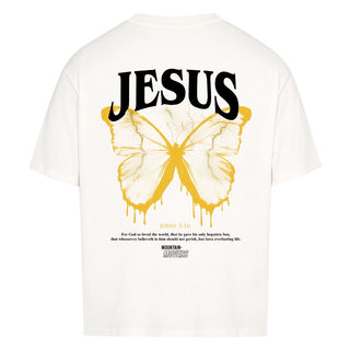 Jesus Butterfly Oversize Shirt Variante, Mountain Movers christliches Design