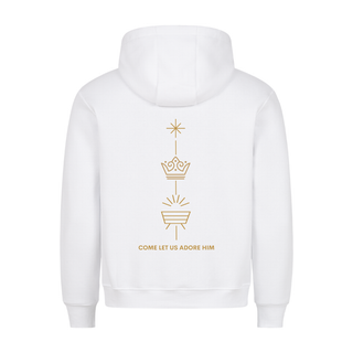 Come let us adore him Golden Christmas Hoodie BackPrint