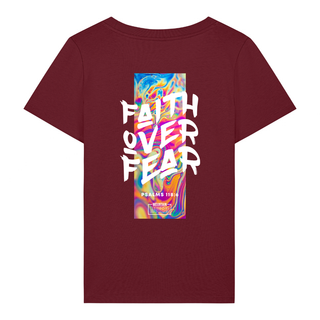 Faith over fear Streetwear Frauen T-Shirt BackPrint, Detailansicht