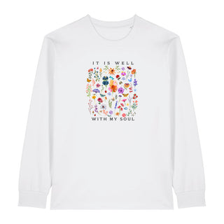 It is well (flowers) Longsleeve Variante, Mountain Movers christliches Design