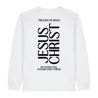 King Jesus Christ Longsleeve BackPrint Variante, Mountain Movers christliches Design