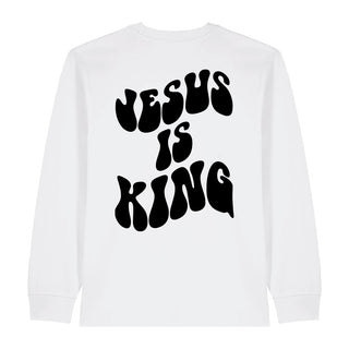 Jesus is king Schrift Longsleeve BackPrint Variante, Mountain Movers christliches Design