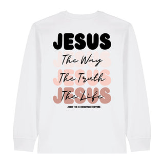 Jesus x John 14_6 Longsleeve BackPrint Variante, Mountain Movers christliches Design