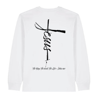 jesus cross Longsleeve BackPrint Variante, Mountain Movers christliches Design