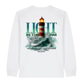 God as Our Light and Salvation Longsleeve BackPrint Variante, Mountain Movers christliches Design
