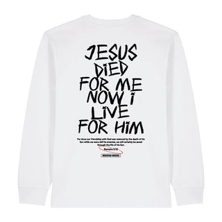 Jesus died for me Longsleeve BackPrint Variante, Mountain Movers christliches Design