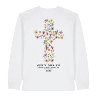 Mein Erlöser lebt Longsleeve BackPrint Variante, Mountain Movers christliches Design