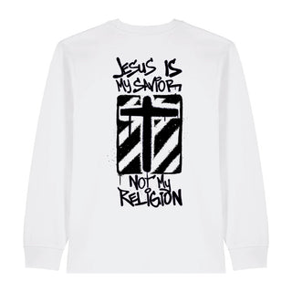 jesus is my savior Longsleeve BackPrint Variante, Mountain Movers christliches Design