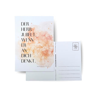 Der Herr Jubelt Postkarte Variante, Mountain Movers christliches Design