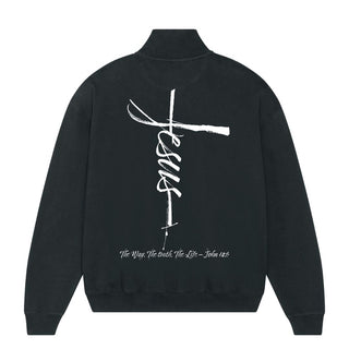 Jesus Cross Half Zip Sweater Variante, Mountain Movers christliches Design