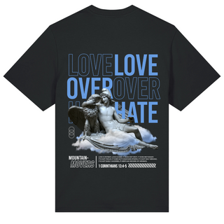Love over Hate Oversized Shirt Front- & Backprint Variante, Mountain Movers christliches Design