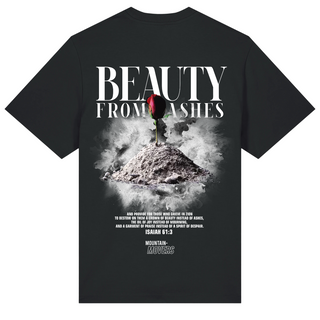 Beauty from Ashes Streetwear Oversized Shirt Backprint + Logo Variante, Mountain Movers christliches Design