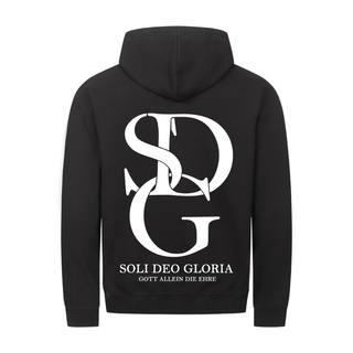 Soli deo Gloria Zipper Hoodie Backprint, christliche Streetwear von Mountain Movers