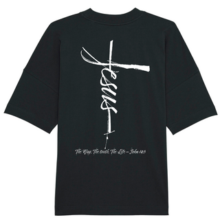 Jesus cross Front- und BackPrint Oversized Shirt Variante, Mountain Movers christliches Design