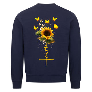Faith Sunflower Sweatshirt Backprint Detailansicht, Mountain Movers christliche Streetwear