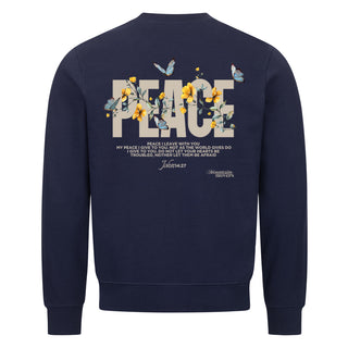 Peace Flower Sweatshirt Backprint Detailansicht, Mountain Movers christliche Streetwear