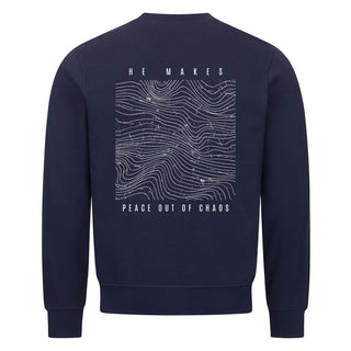 Chaos Sweatshirt Backprint Detailansicht, Mountain Movers christliche Streetwear