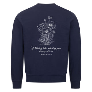 Planted by faith Sweatshirt Backprint Detailansicht, Mountain Movers christliche Streetwear
