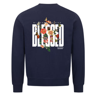Blessed by God Sweatshirt Backprint Detailansicht, Mountain Movers christliche Streetwear