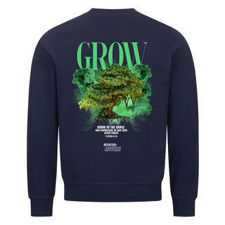 Grow Streetwear Sweatshirt Backprint Detailansicht, Mountain Movers christliche Streetwear
