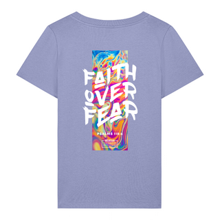 Faith over fear Streetwear Frauen T-Shirt BackPrint, Nahaufnahme