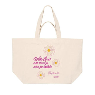 With God Flower Shopping Bag Detailansicht, Mountain Movers christliche Streetwear