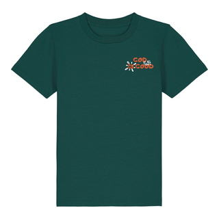 God is good at all times Kinder T-Shirt Detailansicht, Mountain Movers christliche Streetwear