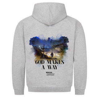 God makes a Way Hoodie Detailansicht, Mountain Movers christliche Streetwear
