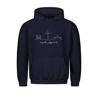 Die groesste Liebesgeschichte Hoodie Detailansicht, Mountain Movers christliche Streetwear