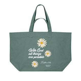 With God Flower Shopping Bag Detailansicht, Mountain Movers christliche Streetwear