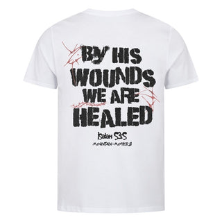 By his Wounds Shirt Backprint Variante, Mountain Movers christliches Design