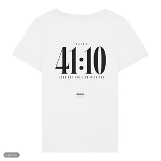 Jesaja 41:10 Frauenshirt, Weiß, Rückseite