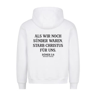 Christus starb für uns Hoodie Backprint Detailansicht, Mountain Movers christliche Streetwear