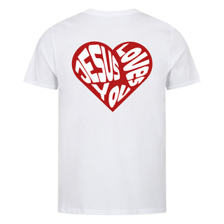 Jesus loves you Heart Shirt Backprint