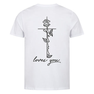 Jesus loves you Rose Detailansicht, Mountain Movers christliche Streetwear