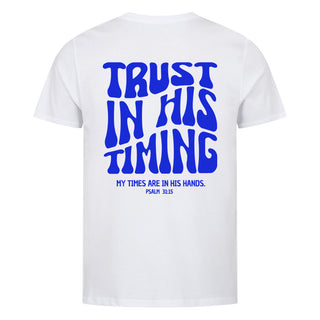 Trust in His Timing Variante, Mountain Movers christliches Design