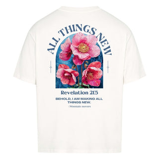 All things new flower Oversize Shirt Detailansicht, Mountain Movers christliche Streetwear