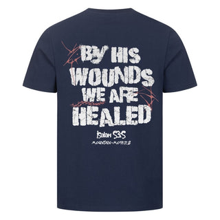 By his Wounds Shirt Backprint Detailansicht, Mountain Movers christliche Streetwear