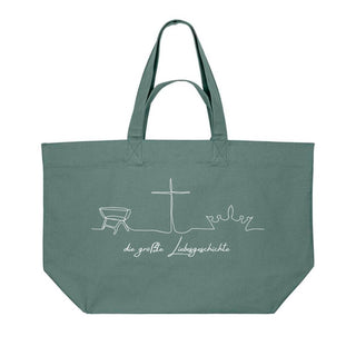 Die größte Liebesgeschichte Shopping Bag Detailansicht, Mountain Movers christliche Streetwear