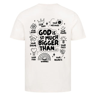 God is so much bigger Detailansicht, Mountain Movers christliche Streetwear
