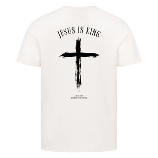 Jesus is King minimalistic Shirt Backprint Detailansicht, Mountain Movers christliche Streetwear