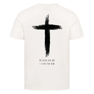 He Died Shirt Backprint Detailansicht, Mountain Movers christliche Streetwear