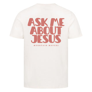 Ask me about jesus vintage - Backprint Detailansicht, Mountain Movers christliche Streetwear
