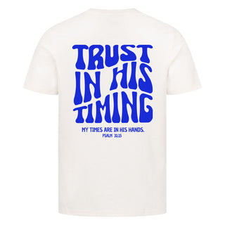 Trust in His Timing Detailansicht, Mountain Movers christliche Streetwear