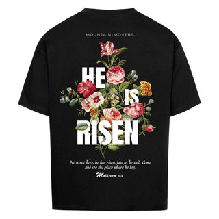 He is Risen Streetwear Oversized Shirt BackPrint Variante, Mountain Movers christliches Design