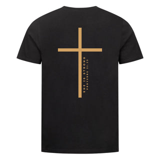 She is strong gym Shirt Backprint Variante, Mountain Movers christliches Design