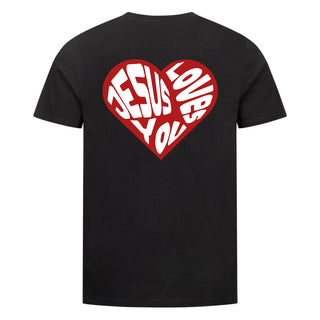 Jesus loves you Heart Shirt Backprint